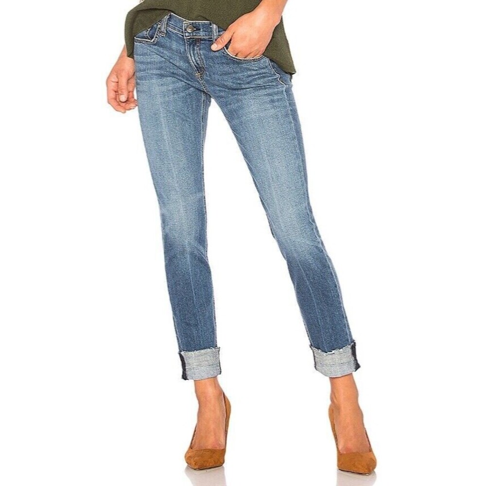 Rag & Bone Dre Slim Boyfriend Jeans in Coopers Blue Wash Low Rise Size 28 | 6